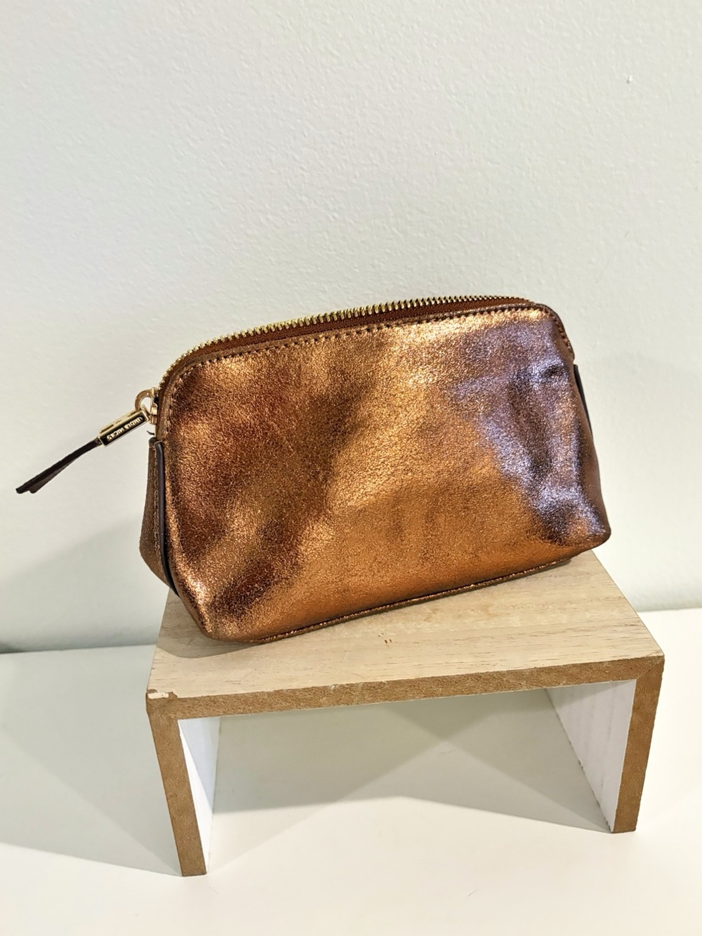 India Hicks || Firefly Clutch in Firestone Bronze Leather Copper Shimmer Pouch